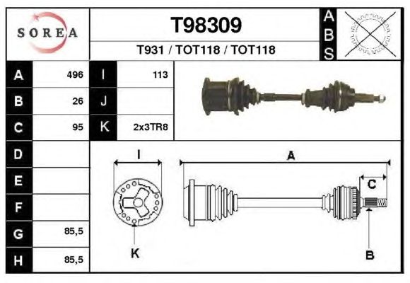 Arbre de transmission T98309