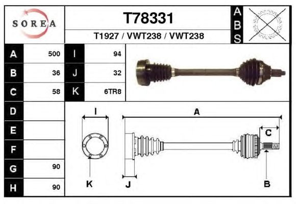 Arbre de transmission T78331