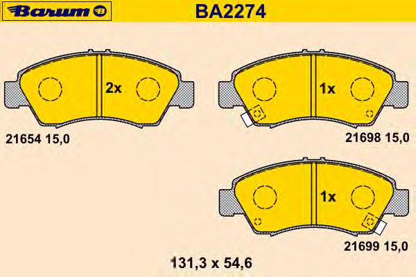 Bremsbelagsatz, Scheibenbremse BA2274