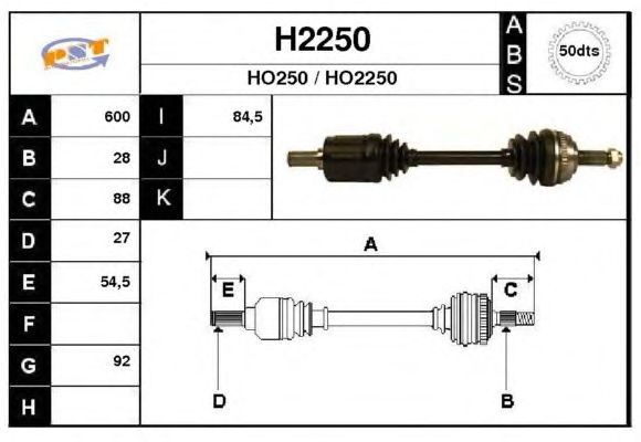 Drivaksel H2250