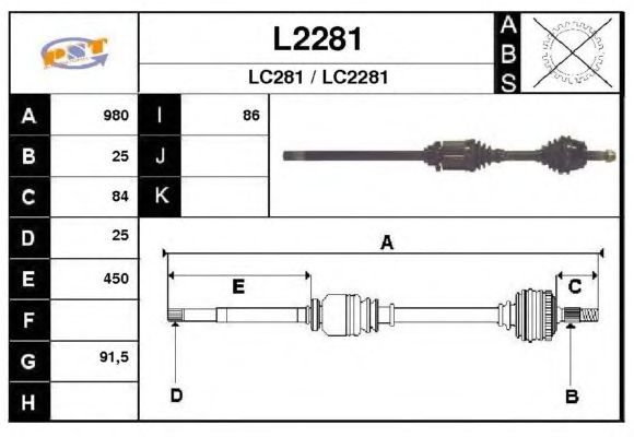 Aandrijfas L2281