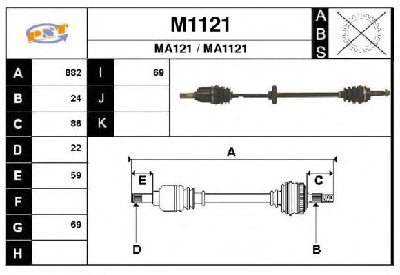 Aandrijfas M1121