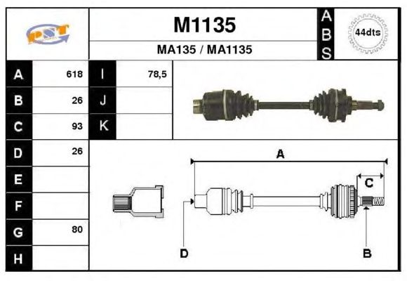 Aandrijfas M1135