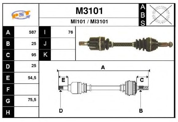 Veio de transmissão M3101