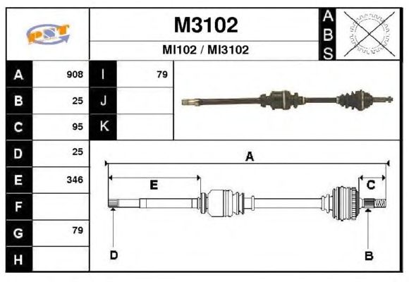 Arbre de transmission M3102