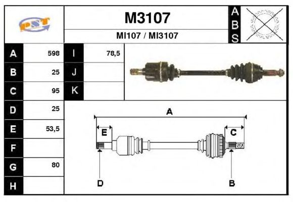 Arbre de transmission M3107