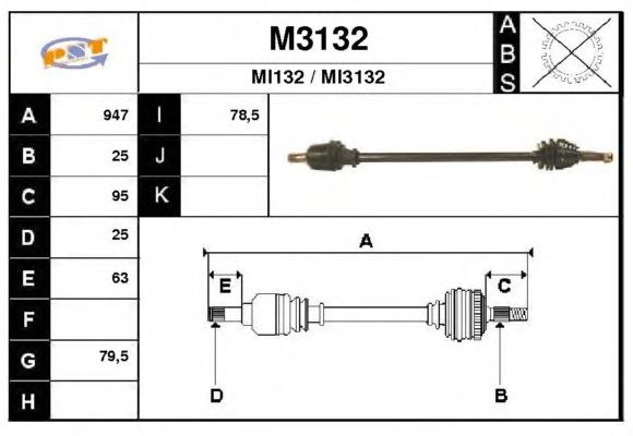 Veio de transmissão M3132