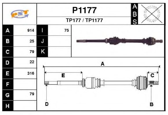 Veio de transmissão P1177