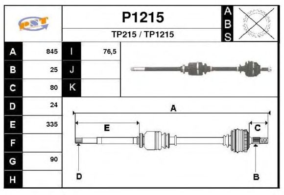 Arbre de transmission P1215