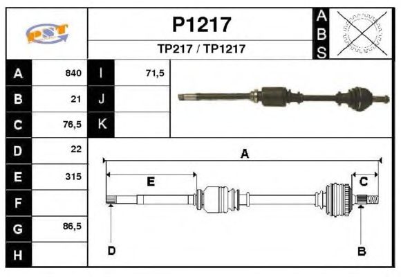 Veio de transmissão P1217