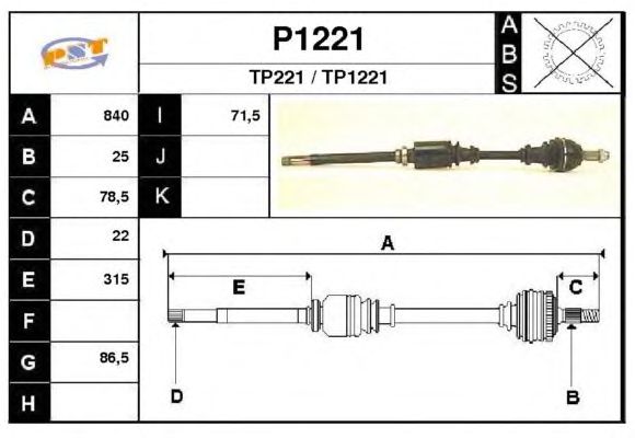 Arbre de transmission P1221