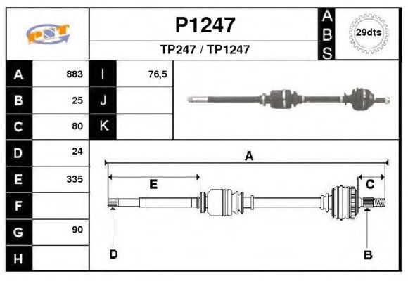 Arbre de transmission P1247