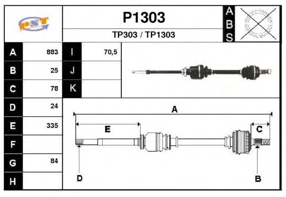 Arbre de transmission P1303