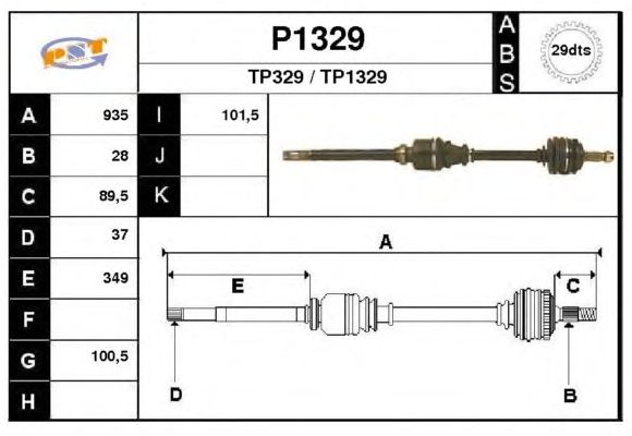 Arbre de transmission P1329