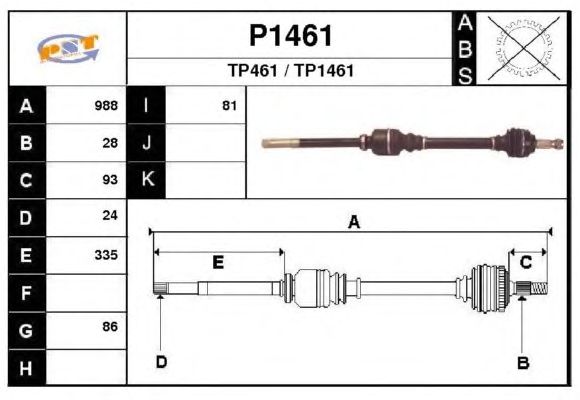 Veio de transmissão P1461