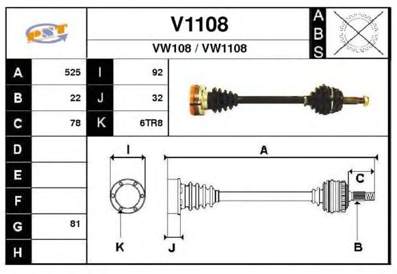 Arbre de transmission V1108