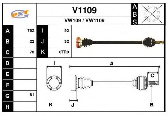 Arbre de transmission V1109