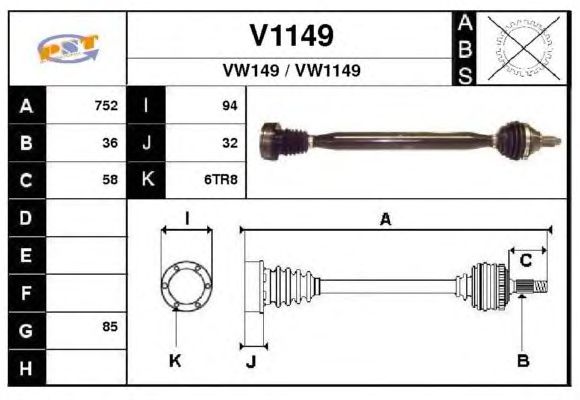 Arbre de transmission V1149