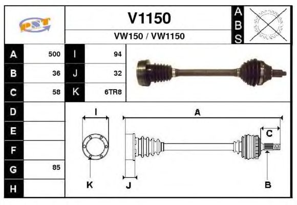 Veio de transmissão V1150