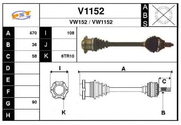 Arbre de transmission V1152