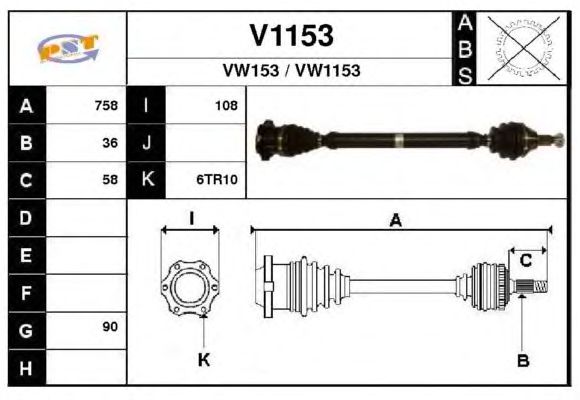 Veio de transmissão V1153