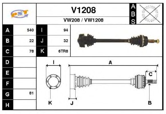 Veio de transmissão V1208