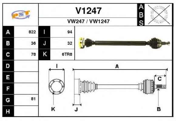 Arbre de transmission V1247