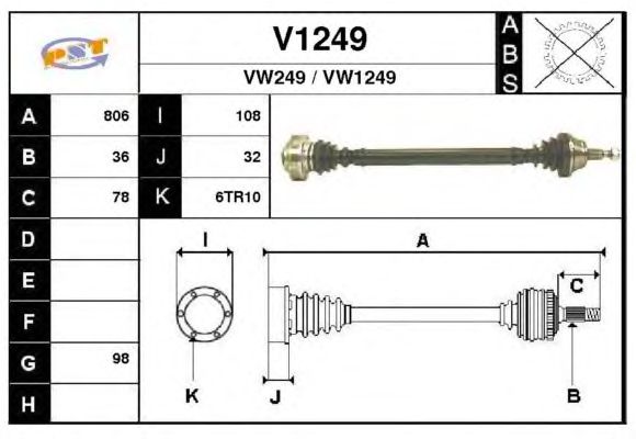 Arbre de transmission V1249