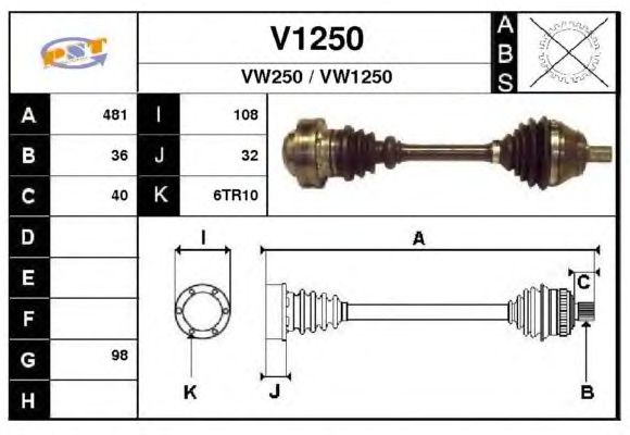 Arbre de transmission V1250