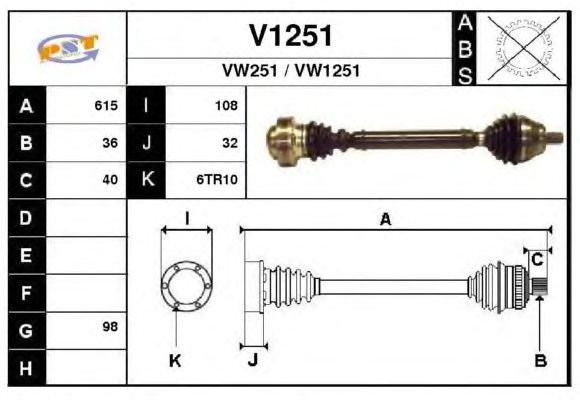 Arbre de transmission V1251