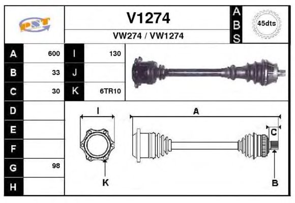 Arbre de transmission V1274