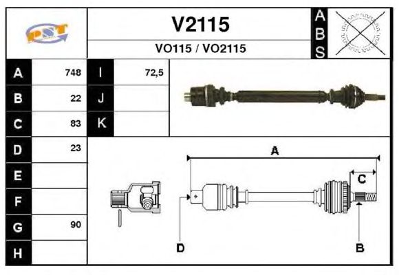 Arbre de transmission V2115