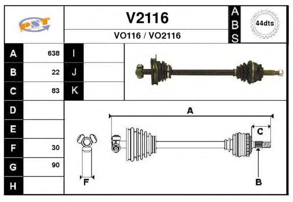 Arbre de transmission V2116