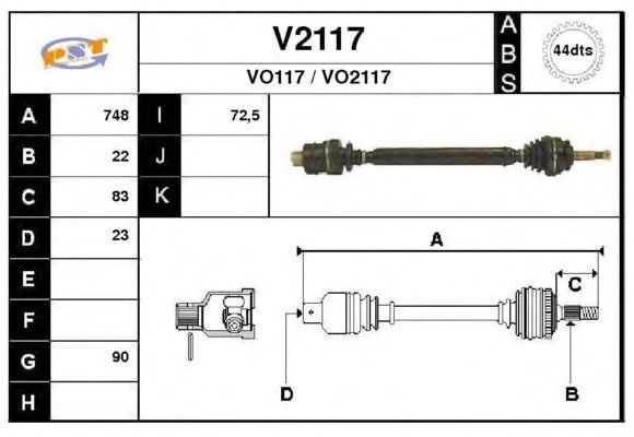 Arbre de transmission V2117
