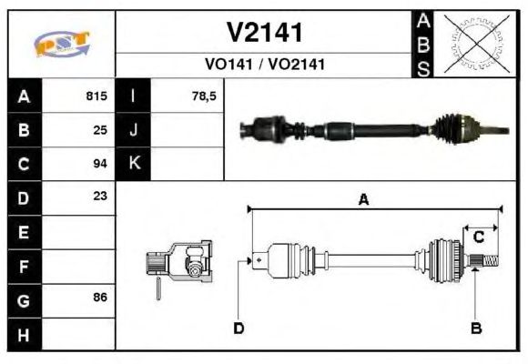 Arbre de transmission V2141