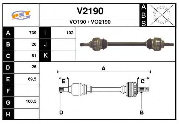 Arbre de transmission V2190
