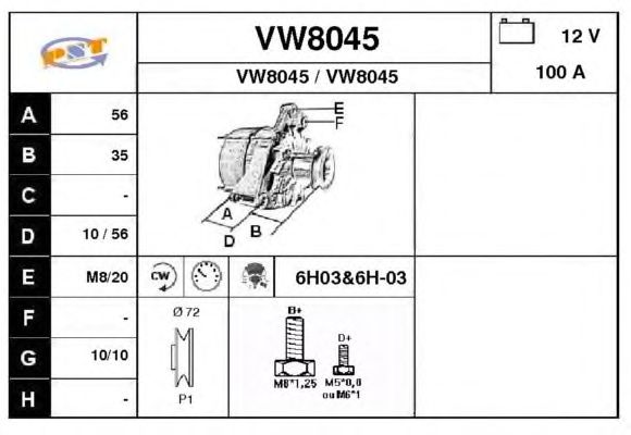 Alternatör VW8045