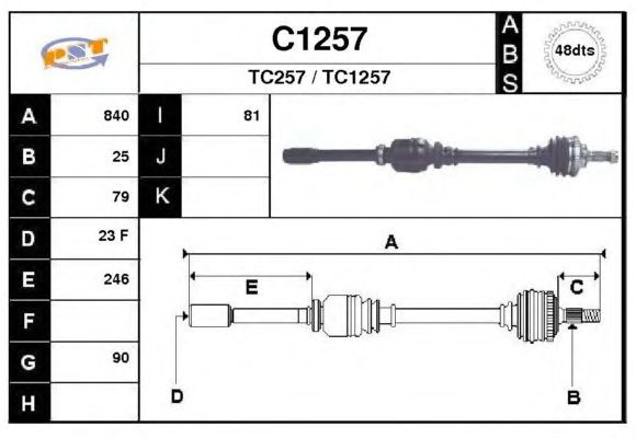 Arbre de transmission C1257