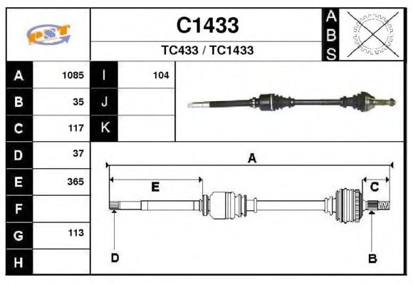 Arbre de transmission C1433