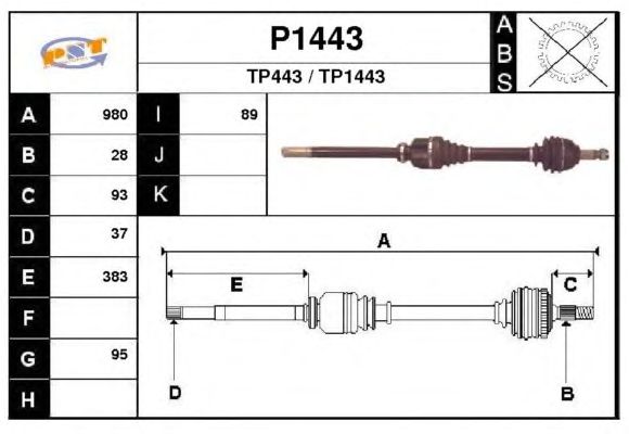 Arbre de transmission P1443