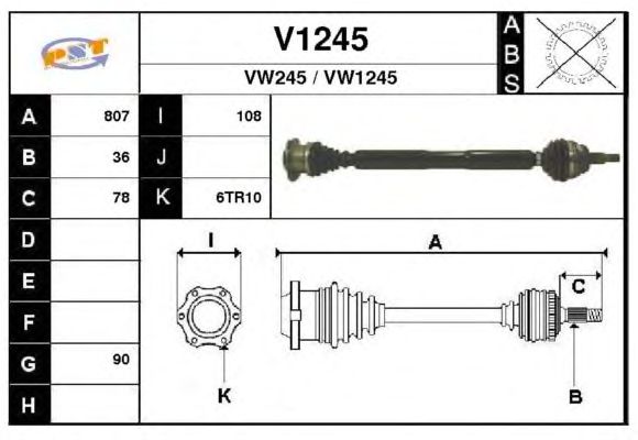 Arbre de transmission V1245