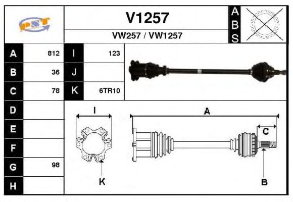 Arbre de transmission V1257