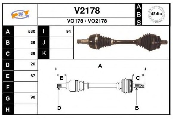 Arbre de transmission V2178
