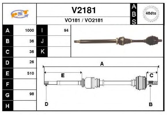 Arbre de transmission V2181