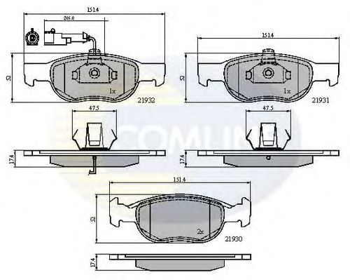 Комплект тормозных колодок, дисковый тормоз CBP1479