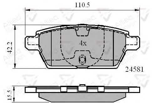 Комплект тормозных колодок, дисковый тормоз ADB01514