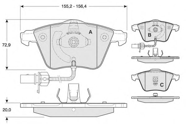 Комплект тормозных колодок, дисковый тормоз PF1314