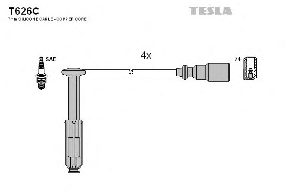 Комплект проводов зажигания T626C