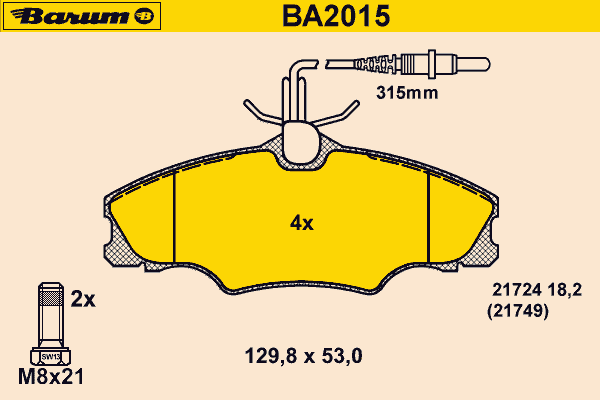 Bremsbelagsatz, Scheibenbremse BA2015