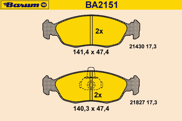 Bremsebelegg sett, skivebremse BA2151